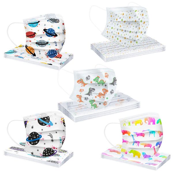 

fashion kids 50pc designer children for disposable print face masks mascara 3ply ear loop mask seal respirator 2021 vv