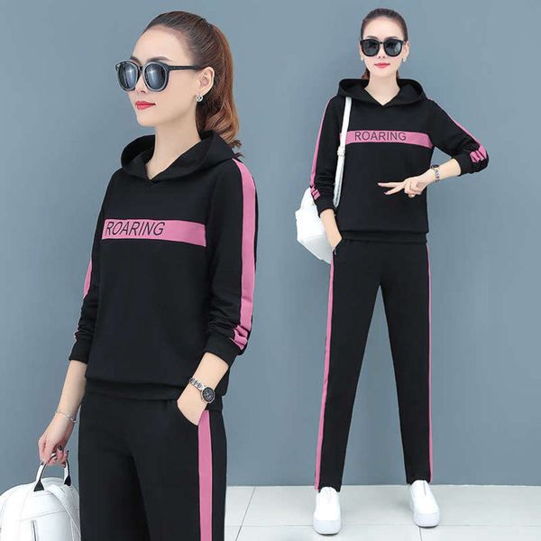 

new autumn 2020 daily sports cotton suit women's leisure fashion shows korean trend and loose style, Gray