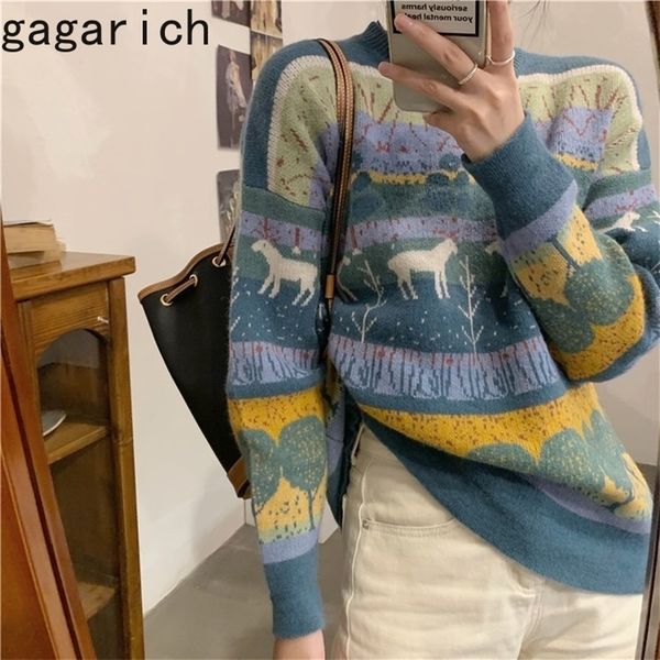 

gagarich sweater women harajuku japanese autumn 2020 new thick long sleeve christmas retro pullovers loose fashion lj201124, White;black