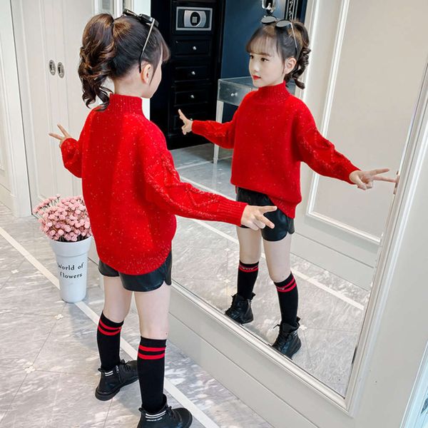 

sweater with and girls' plush knitted thickened pullover 7ta8, Blue