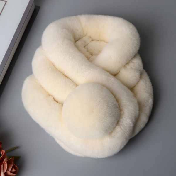 

real straw scarf, rex rabbit hair, three tube ball, solid color ladies' winter thickening, outdoor versatile fur collar, warm, Blue;gray