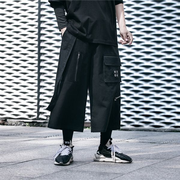 

дайаны летом новые национальные моды capris мужских функциональных стиля случайных работы широко ноги сыпучих моды бренд случайных штаны ins, Blue