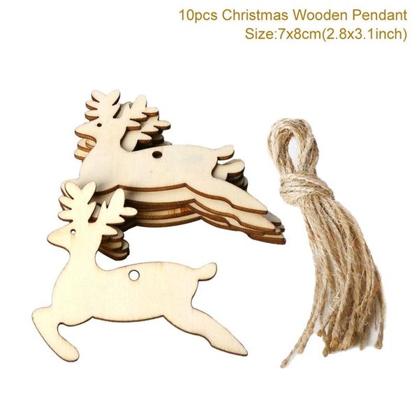 

10pcs set wooden pendant merry christmas decor for home 2020 christmas ornament xmas tree decor navidad gift natal new year 2021 qylpxk