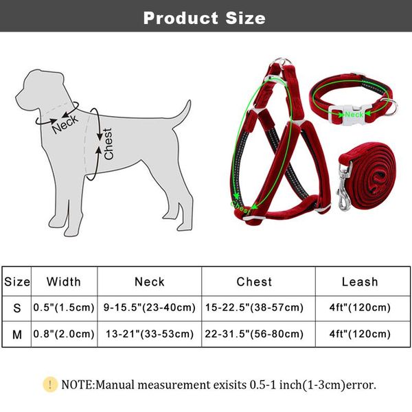 

adjustable dog collar harness leash set reflective soft puppy harness vest nylon pet collars for small medium dogs c wmtnfc