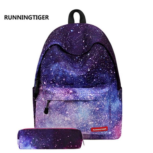 

new large schoolbag female backpack printing starry sky backpack and pencil case stars universe space student schoolbag