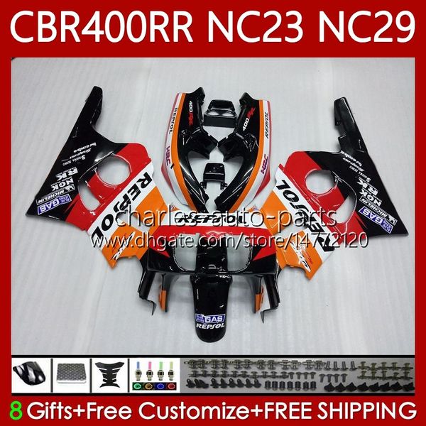 Kit de feiras para HONDA CBR 400 RR CC 400CC NC23 1988 1989 1990 1991 1991 1991 BORDO 65NO.72 CBR400RR CBR400 RR 88-99 NC29 CBR 400RR Repsol Quente 88 89 90 91 93 93 OEM Bodywork Vermelho