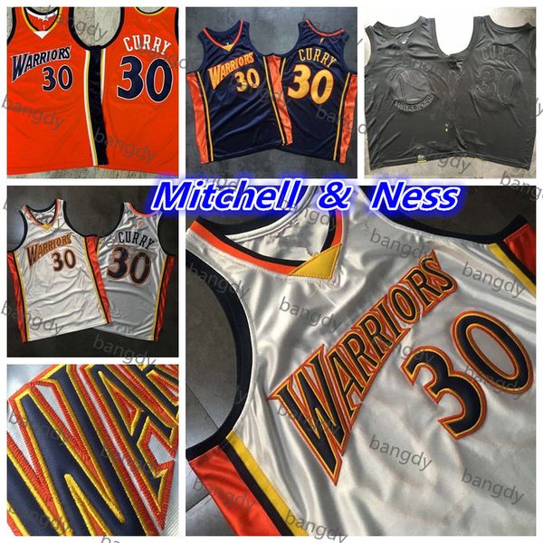 

mitchell&ness basketball mens stephen curry 30 jersey mvp 2009-10 vintage dense au fabric mesh mercerized edition stitched logo stock shirt, Black;red