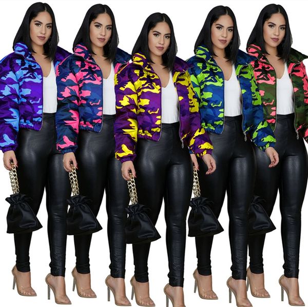 

women collar puffer padded jacket winter thick quilted coats camouflage designer wabbed jackets outwear cotton padded outdoor cloth f110404, White