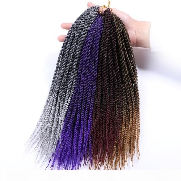 

crochet braids 30roots 14 18 22 inch senegalese twist two tone crochet braid hair extensions ombre kanekalon synthetic braiding hair, Black