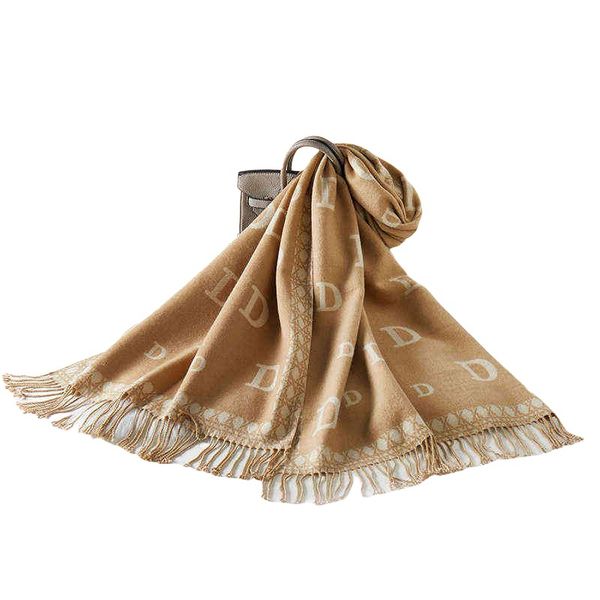 

scarves 2022 female autumn winter imitation cashmere jacquard warm student scarf thickened dual-purpose long air conditioning shawl, Blue;gray