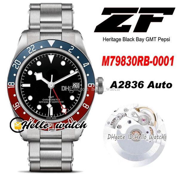 

zf gmt pepsi 41mm 79830 a2836 automatic mens watch blue red bezel black dial m79830rb-0001 stainless steel bracelet date watches hwtd hello_, Slivery;brown