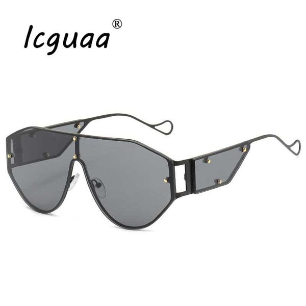 

sunglasses 2021 futuristic oversize shield visor square women mirror shades glasses metal rivet trend unique eyewear, White;black