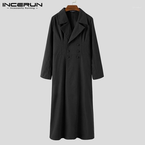 

men's trench coats men double breasted long sleeve streetwear lapel style fashion solid color mens windbreakers incerun s-5xl1, Tan;black
