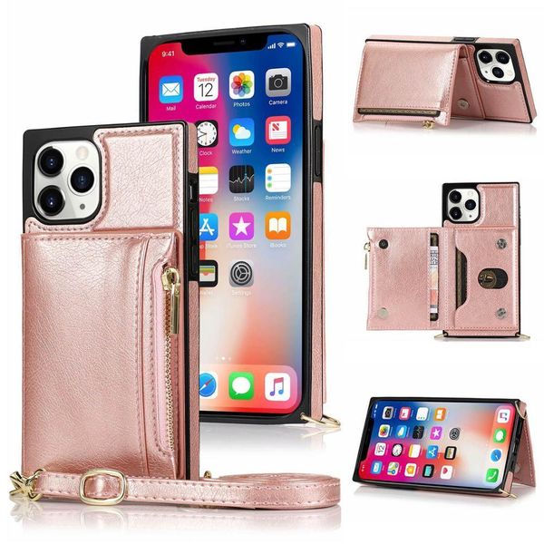 

funda max fashion zipper card holder wallet necklace lanyard phone cover case for iphone pro 12 mini