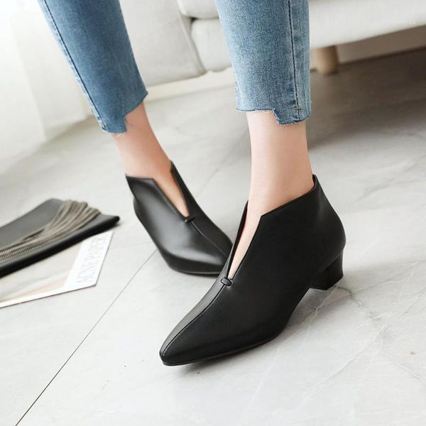

new fashion spring pointed women's shoe pumps high heels v mouth pointed toe crude heels work shoes simple single shoes1, Black