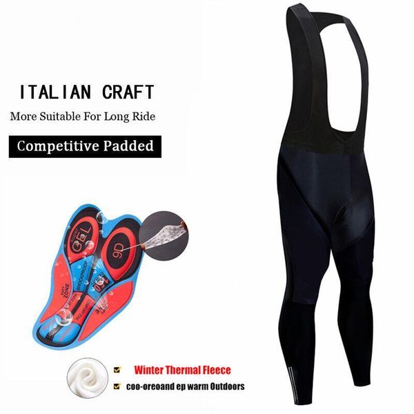 

2020 full black warm cycling bib trousers winter thermal mountain bike long pants bicycle tights 9d gel pad cycling bib pants, Black;blue