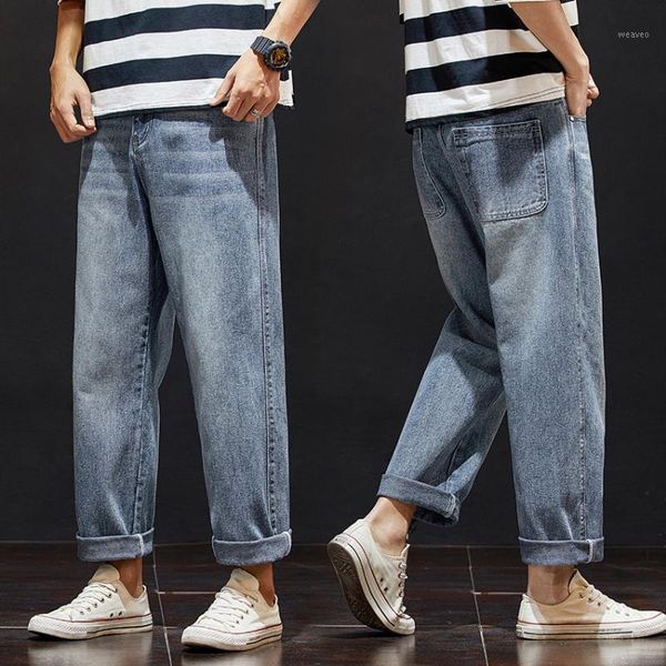 

trousers plus size denim men loose korean version of 9-point jeans new retro jeans trend casual all-match straight-leg pants1, Blue