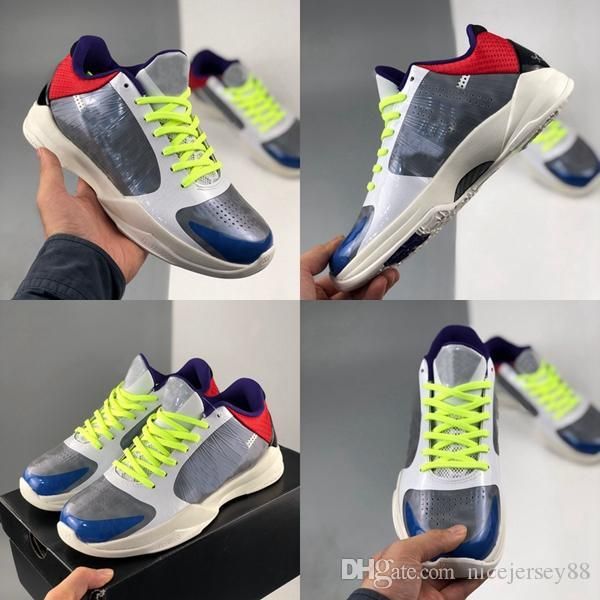 

with box mens zoom mamba 5 v protro lakers 5s basketball shoes outdoor purple gray baskets sports trainers sneakers des chaussures