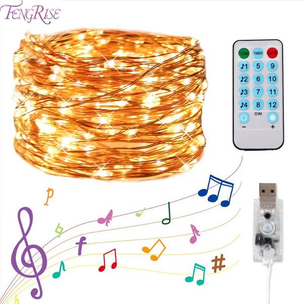 

fengrise usb sound activated led music string light wedding decoration christmas birthday supplies bachelorette party deco
