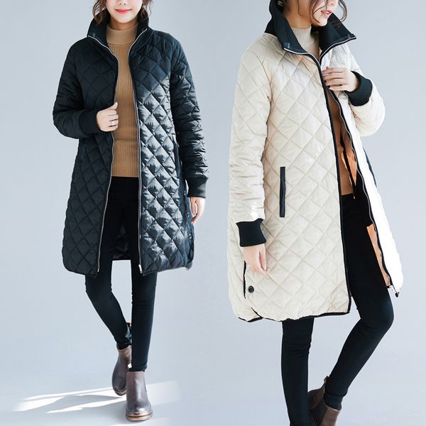 

winter coat women long parkas size loose quilted padded thicken long coat women jacket parka chaquetas mujer invierno 2019x1016, Black;brown
