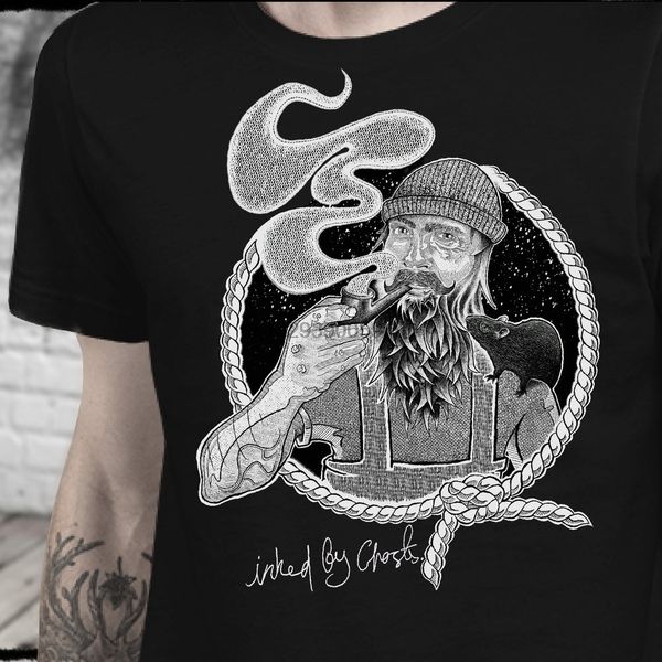 

sport short sleeve black t shirt hand drawn shirt hipster tee docker fisherman t shirt sea captain retro tee