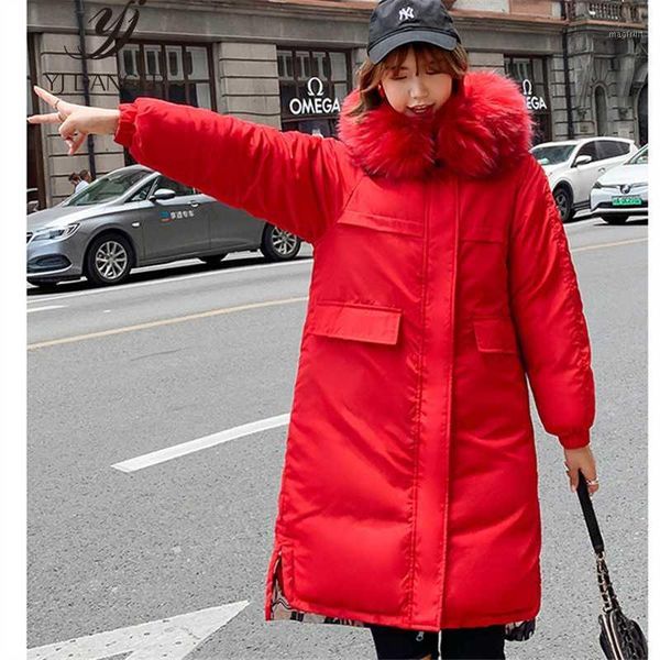 

warm cotton clothing female 2019 winter new double-sided wear loose large size fur collar hooded cotton jacket tide h008911, Black
