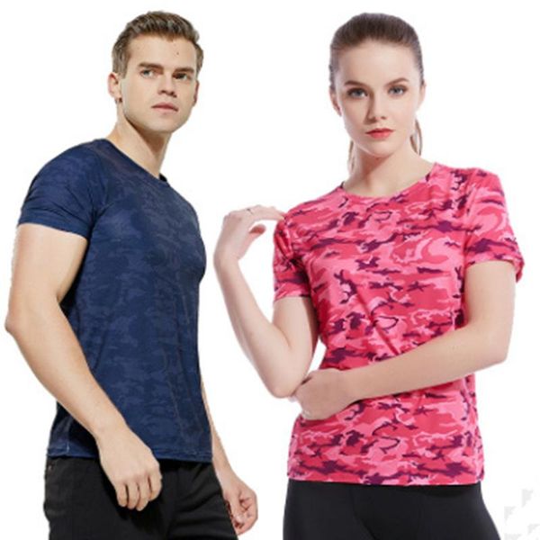 

outdoor t-shirts couples camouflage quick-drying t-shirt men's crew neck short-sleeved sweat absorbing breathable running sp, Gray;blue