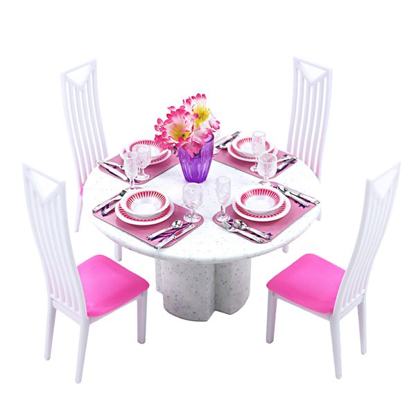 

1:6 dollhouse miniature dining table chair tableware cup plate utensils playset model furniture set 1019