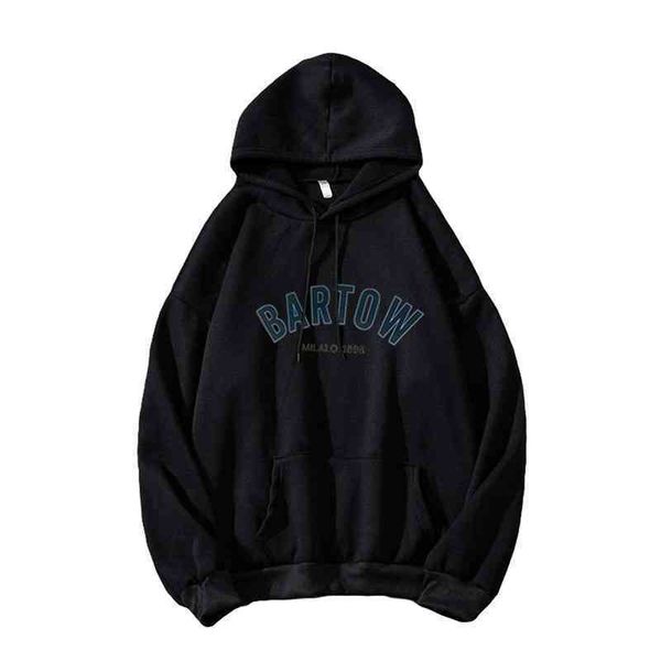 

harajuku letter oversized hoodies spring autumn long sve loose pullover hooded casual warm pocket sweatshirts, Black