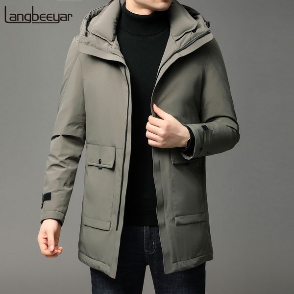 

2020 новый бренд случайные мода зима 90% wihte утка вниз parka длинные мужчины ветровка с капюшоном куртка, Black