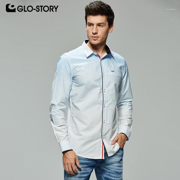 

glo-story european size men fashion print fitness formal dress shirts men 2019 long sleeve shirt blouse mcs-79121, White;black