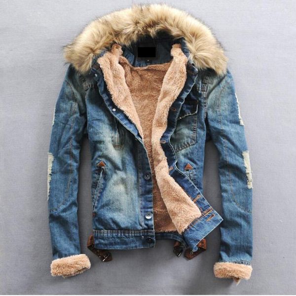 

2020 and s-4xl autumn winter new fur collar in addition to male fashion jacket couple denim coat bhuh, Black;brown