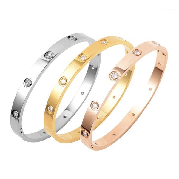 

meicialandat 2020 new titanium steel rose gold zircon bracelet bangles minimalist fashion bracelets for women1, Black