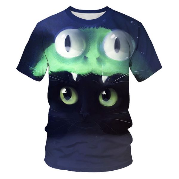 

new cute cat cartoon print kawaii female 3d print shirts horror oversized hentai men clothing