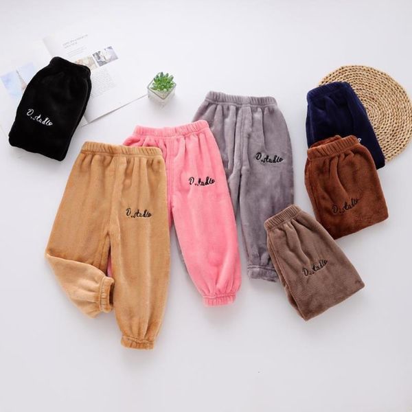 

and children's autumn flannel winter fairy plush thickened coral cashmere home warm girls' pants men's pajamas, Blue;red