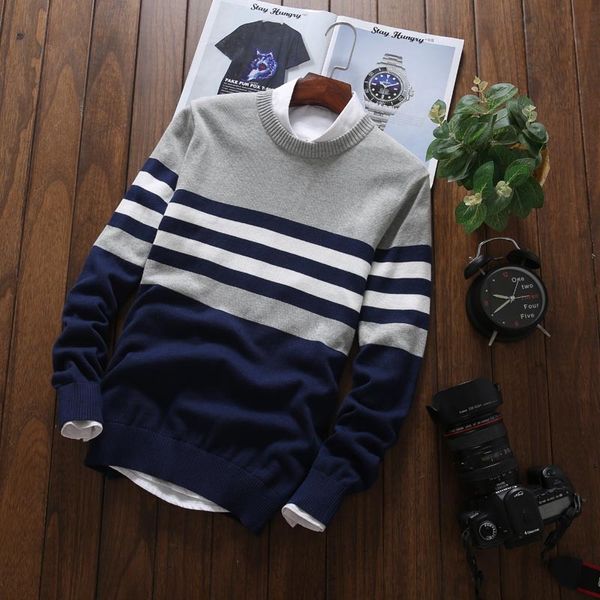

2021 new men's sweaters male knitwear sweater warm patchwork round collar cotton casual wool pullovers mens brand plus size 5xl tff6, White;black