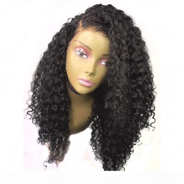

malaysian human hair lacefront wigs deep curly transparent hd lace pre plucked glueless remy deep wave full lace wig with baby hair, Black;brown