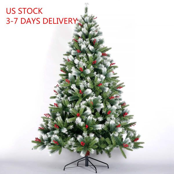 

snow flocked christmas tree 7.5ft artificial hinged pine tree with white realistic tips unlit christmas decorations w49819948