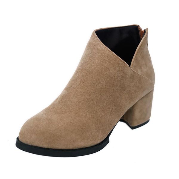 

nis women's shoes fashion ankle boots woman pointed toe high heels zipper pumps female shoes ladies casual short booties, Black