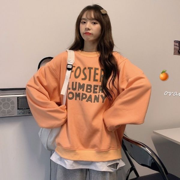 

fake two pieces of women spring and autumn thin 2020 new korean version lazy loose pullover long pullover sweater sweater sleeve ins, Black
