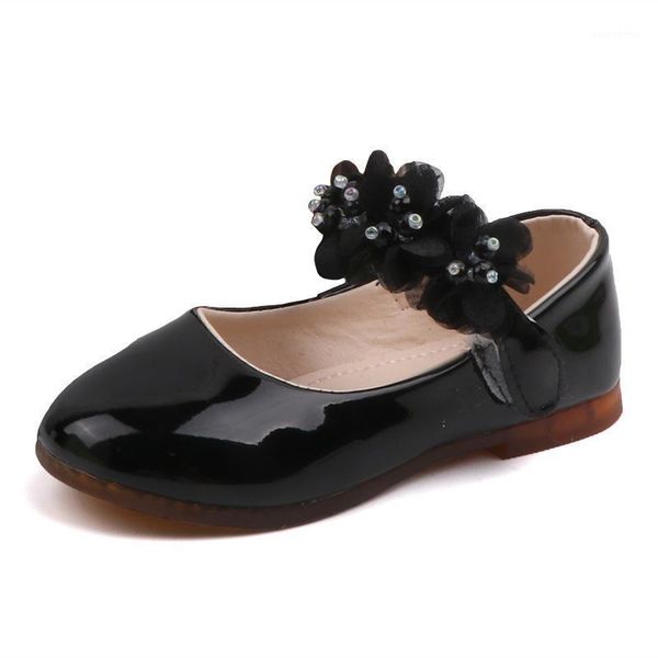 

flat shoes toddler infant princess kids patent leather for girls flats casual solid color children' sneakers1, Black;grey