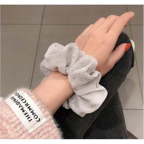 

women elastic kawaii mesh hair bands tie gum 5 stars cute girls lace scrunchie ponytail transparent tulle jllzhx bdecoat, Golden;silver