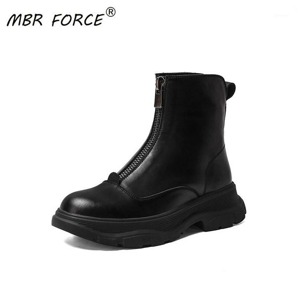 

mbr force new fashion ladies casual all-match comfortable european and american style zipper tendon non-slip sole ankle boots1, Black