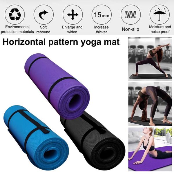 

2020 large 61 x 183cm yoga mat with carry handle 15mm thick non slip gym exercise fitness pilates workout mat thicken