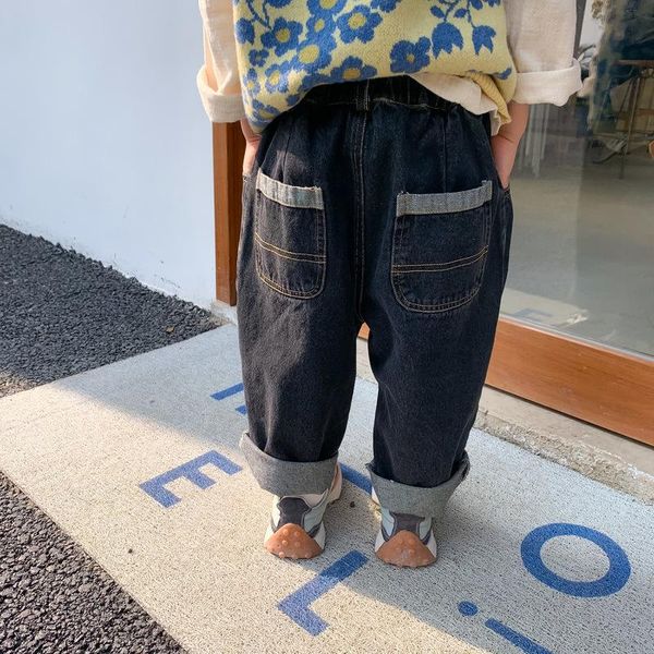 

boys and girls spring fashion casual jeans 1-7 years kids all-match loose denim pants, Blue