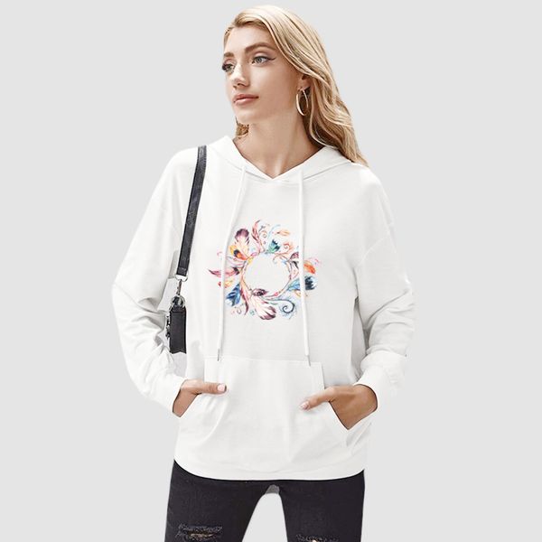 

womens trendy diy sweatshirts 2020 female printed pattern pullovers women casual solid color sweatshirts hoodies, Black
