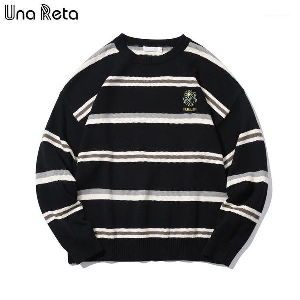 

men's sweaters una reta stripe sweater autumn winter men clothing couple pullover embroidery men's pull homme loose men1, White;black