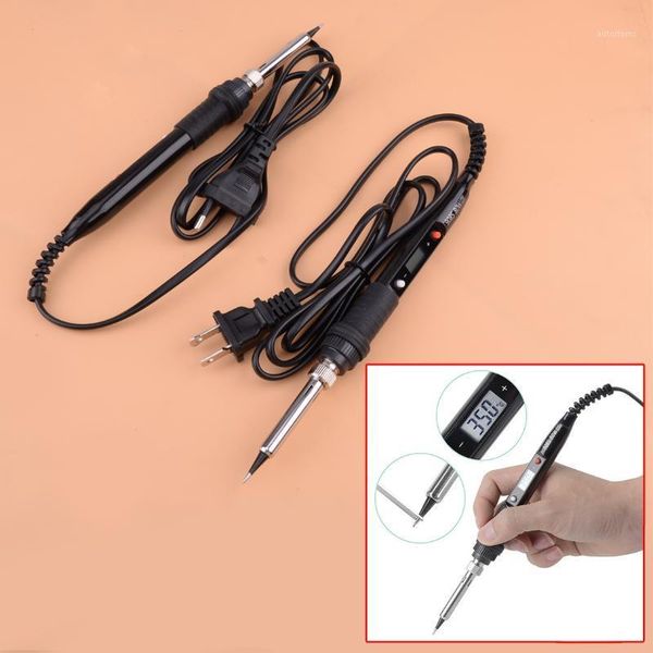 

100% new 80w digital lcd electric soldering iron hand welding tool solder wire tweezer adjustable temperature1