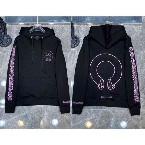 

mens classic fashion ch sweatshirts zipper hoodies designer letter horseshoe sanskrit cross print pullover hooded sweater woman loose jackts, Black