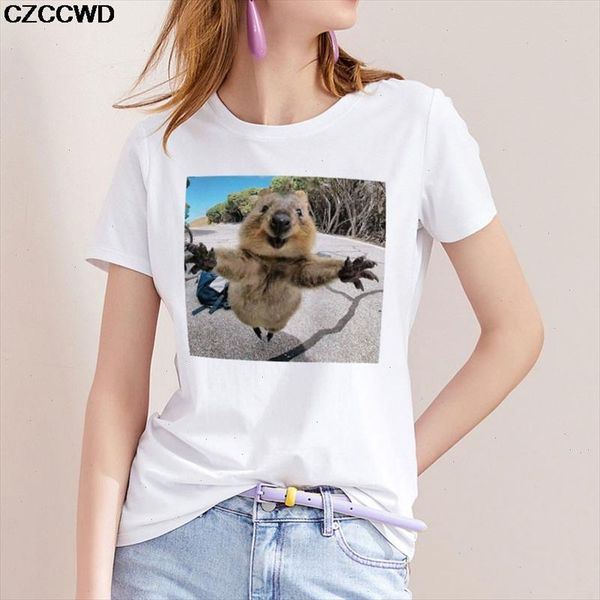 

czccwd women clothes white t shirt harajuku fashion kawaii setonix brachyurus tshirt leisure streetwear grunge female t shirt